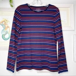 TALBOTS Metallic Striped Long Sleeve Crew Neck Top Size Medium